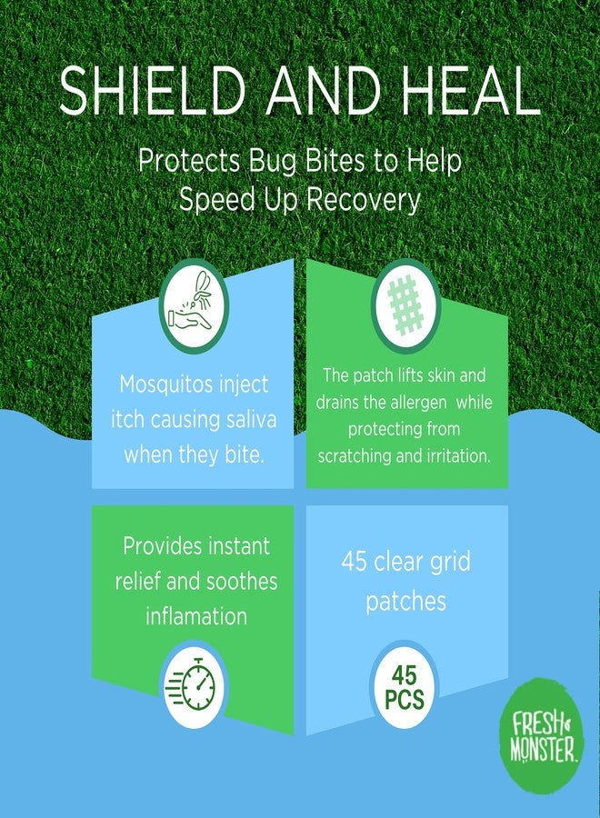 Fresh Monster Bug Bite Itch Relief Patches - for Mosquito & Other Insect Bites, Instant Bug Bite Relief for Kids & Adults, Natural & Toxin-Free, 45 Count - Image 5